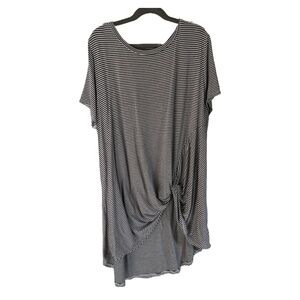 Hippie Chic Tunic Style Striped Shirt with Rushed Knot on Side Women’s Size XL